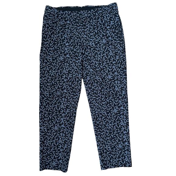 J. Jill Comfort Stretch Pull On Pant Elastic Waist Blue Floral Size 12 Petite - Picture 1 of 11